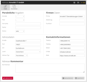 Ein kompaktes Formular in der Mobilansicht
